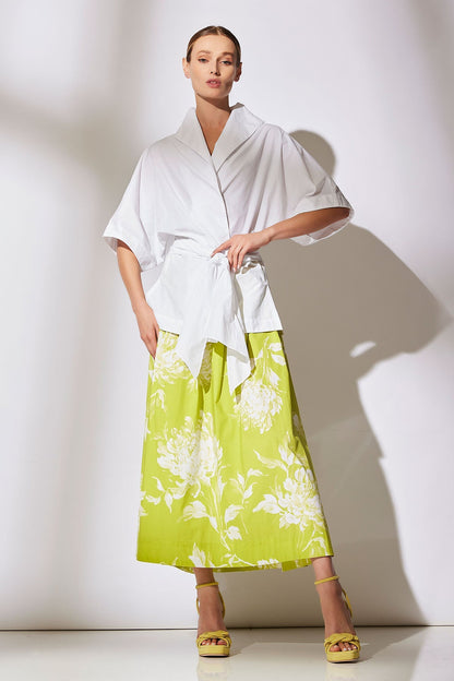 NATORI Miyako Printed Cotton Poplin Maxi Skirt