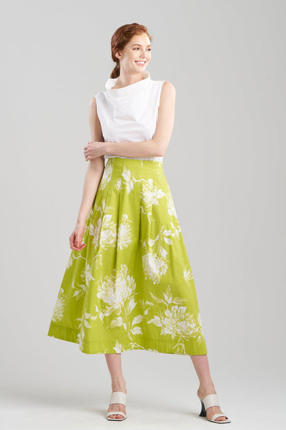 NATORI Miyako Printed Cotton Poplin Maxi Skirt