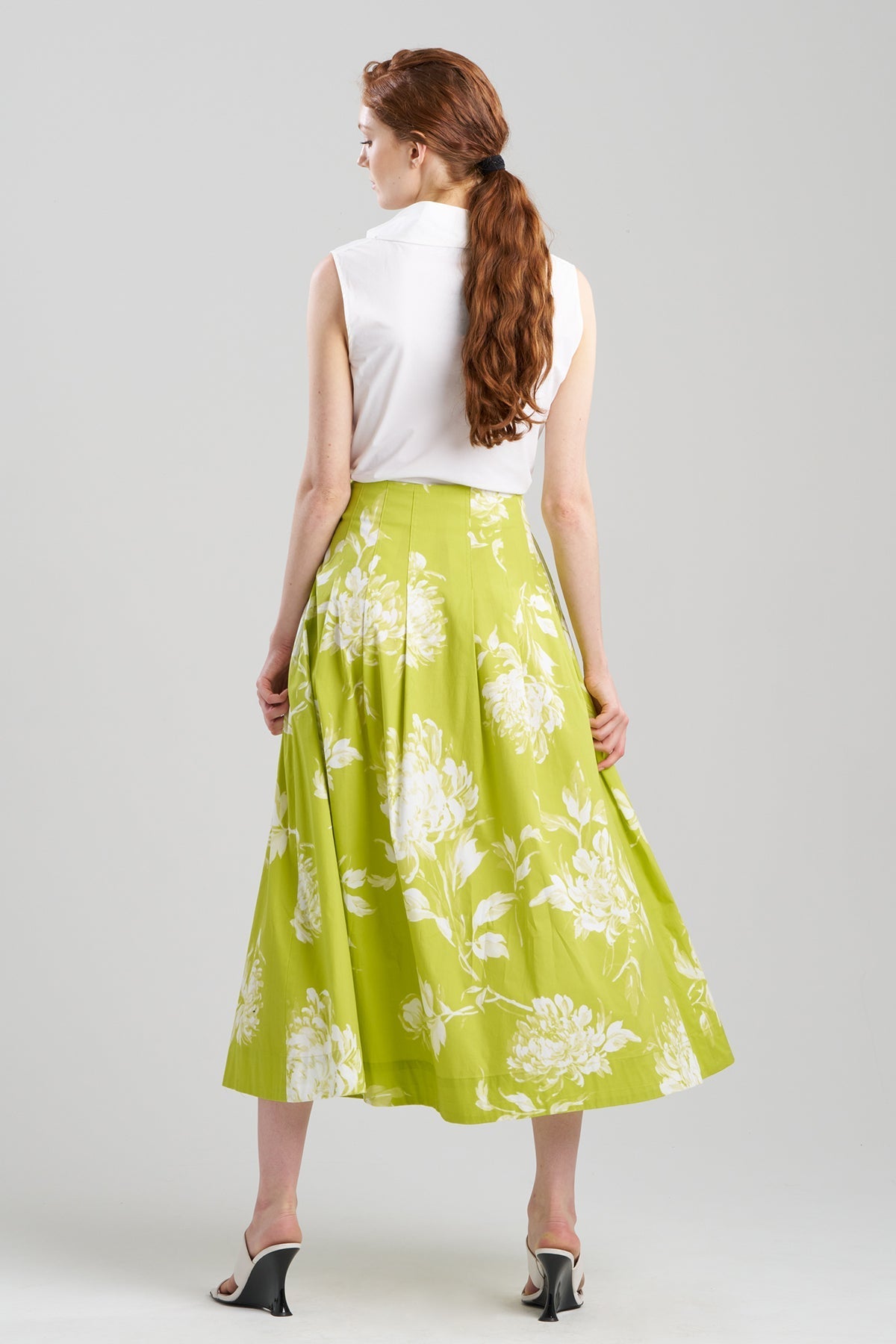 NATORI Miyako Printed Cotton Poplin Maxi Skirt