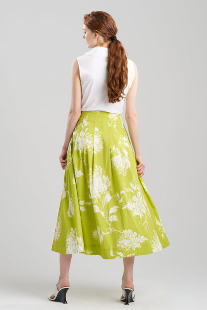 NATORI Miyako Printed Cotton Poplin Maxi Skirt