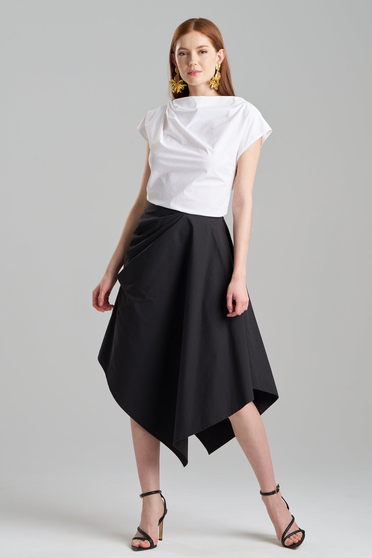 NATORI Tech Cotton Taffeta Origami Asymmetrical Skirt