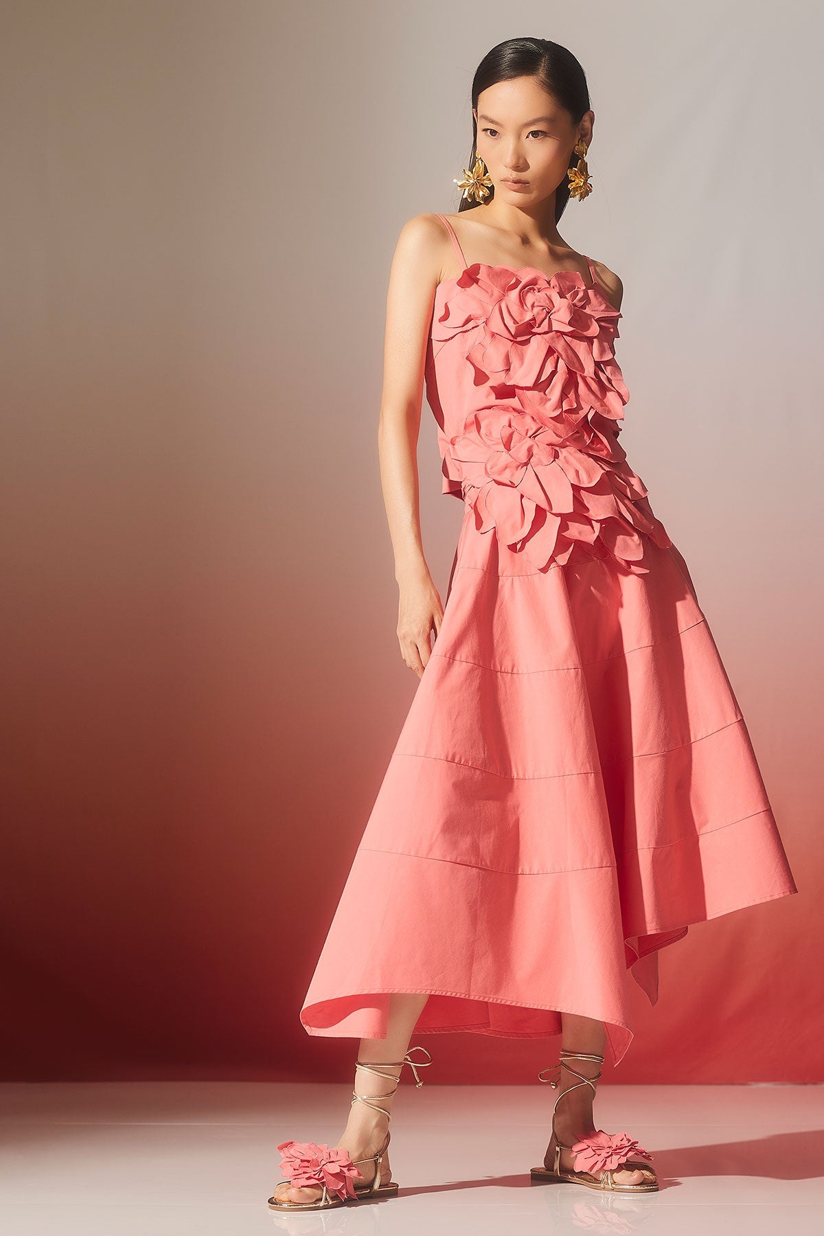 NATORI Tech Cotton Taffeta Origami Spiral Skirt