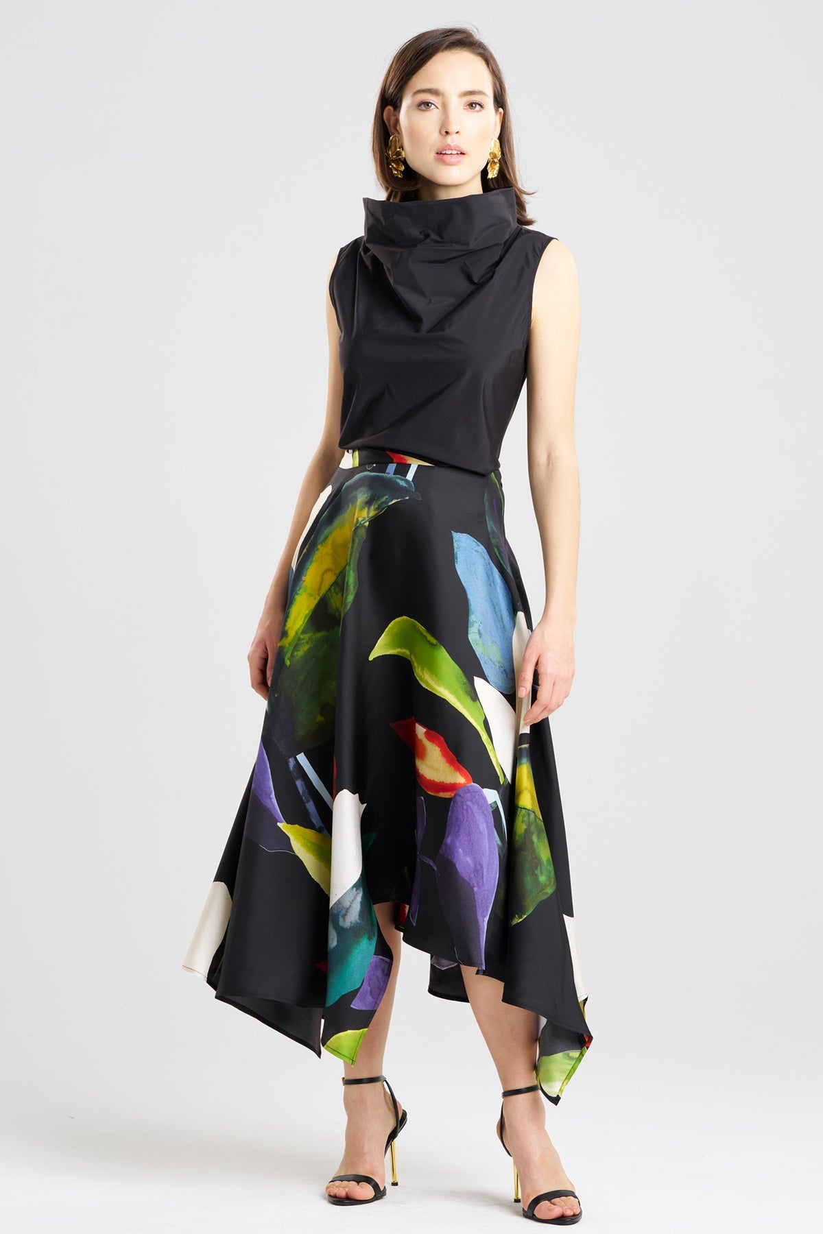 NATORI Yoru Silk Twill Origami Maxi Skirt
