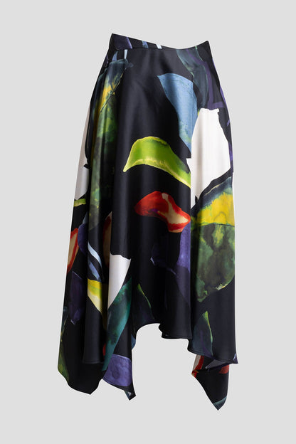 NATORI Yoru Silk Twill Origami Maxi Skirt