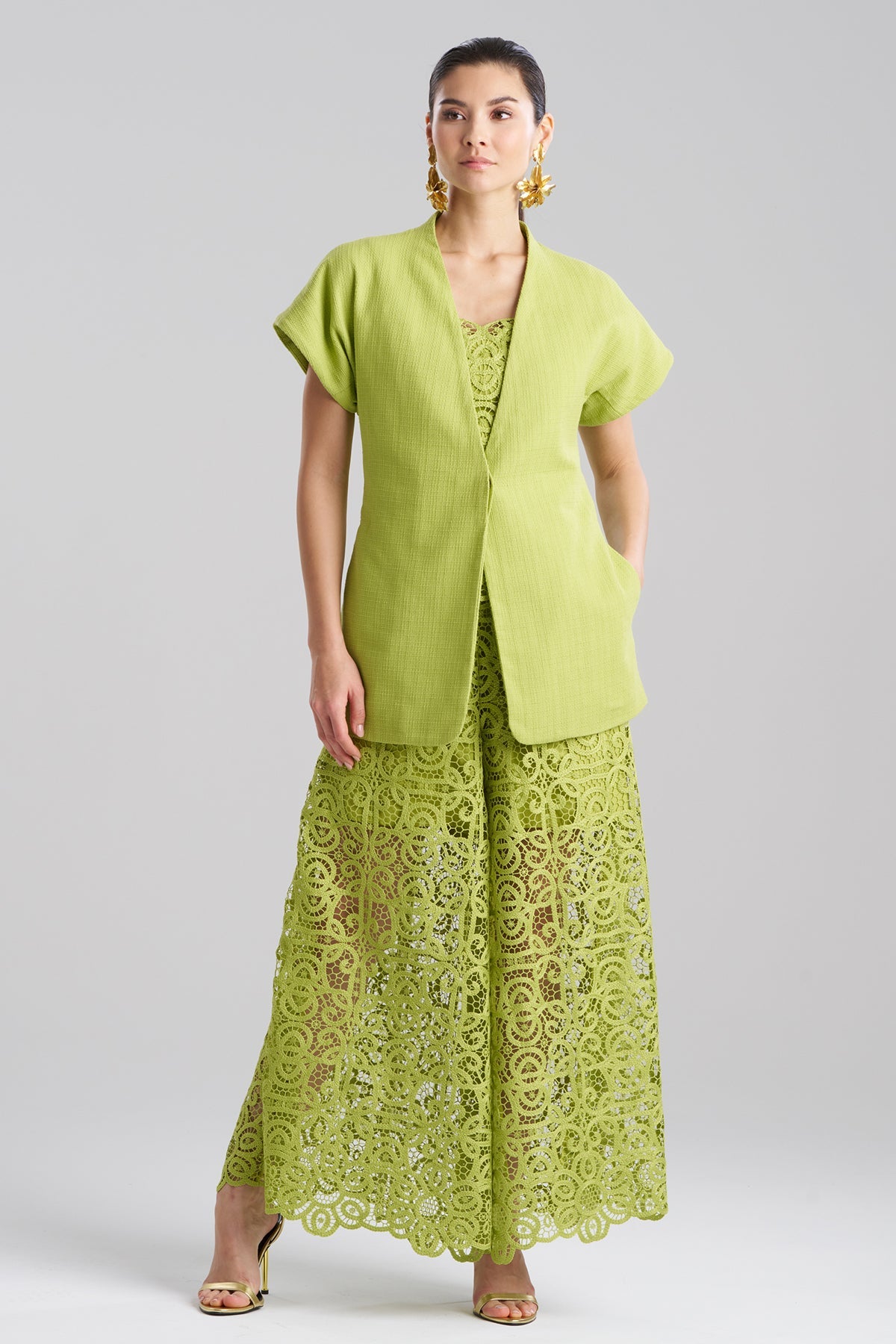 NATORI Basketweave Cotton Kimono Jacket