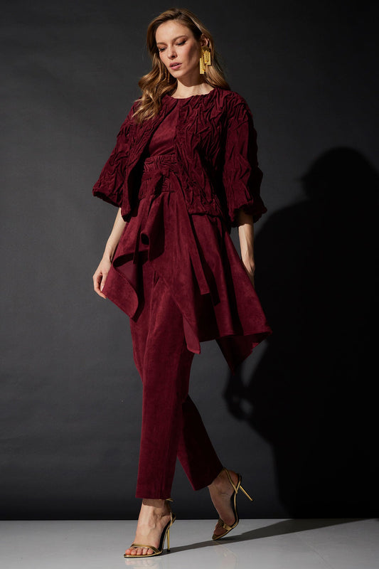 NATORI Vegan Luxe Suede Texture Embroidered Jacket