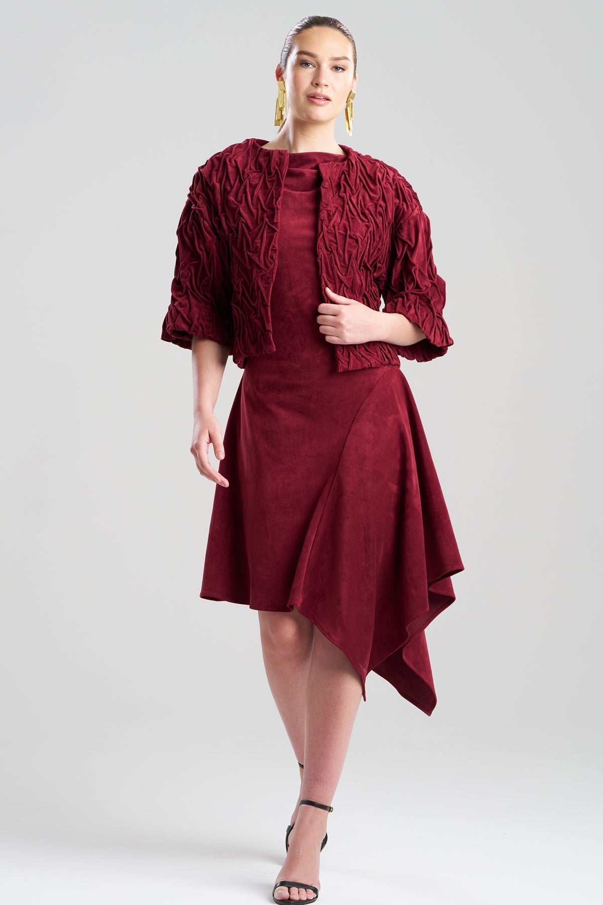 NATORI Vegan Luxe Suede Texture Embroidered Jacket