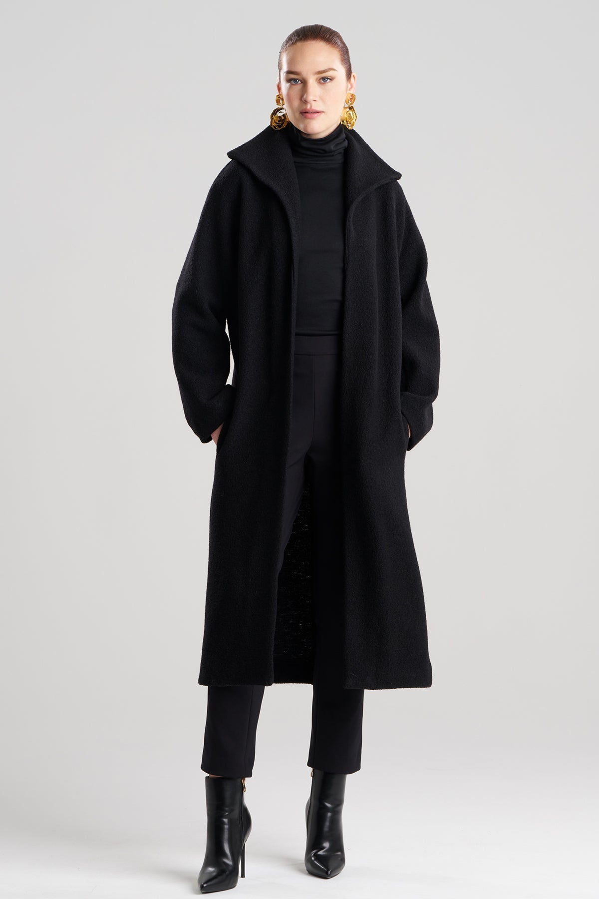 NATORI Boiled Wool Stand Collar Coat