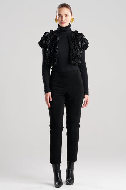 NATORI Vegan Luxe Suede 3D Floral Embroidered Vest