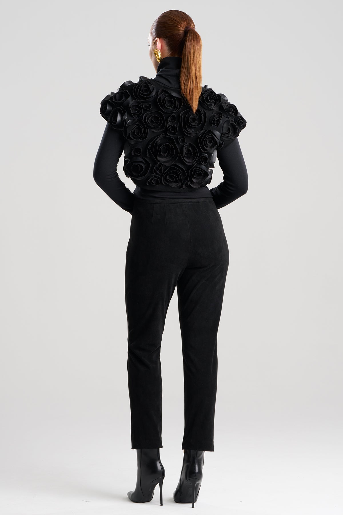 NATORI Vegan Luxe Suede 3D Floral Embroidered Vest