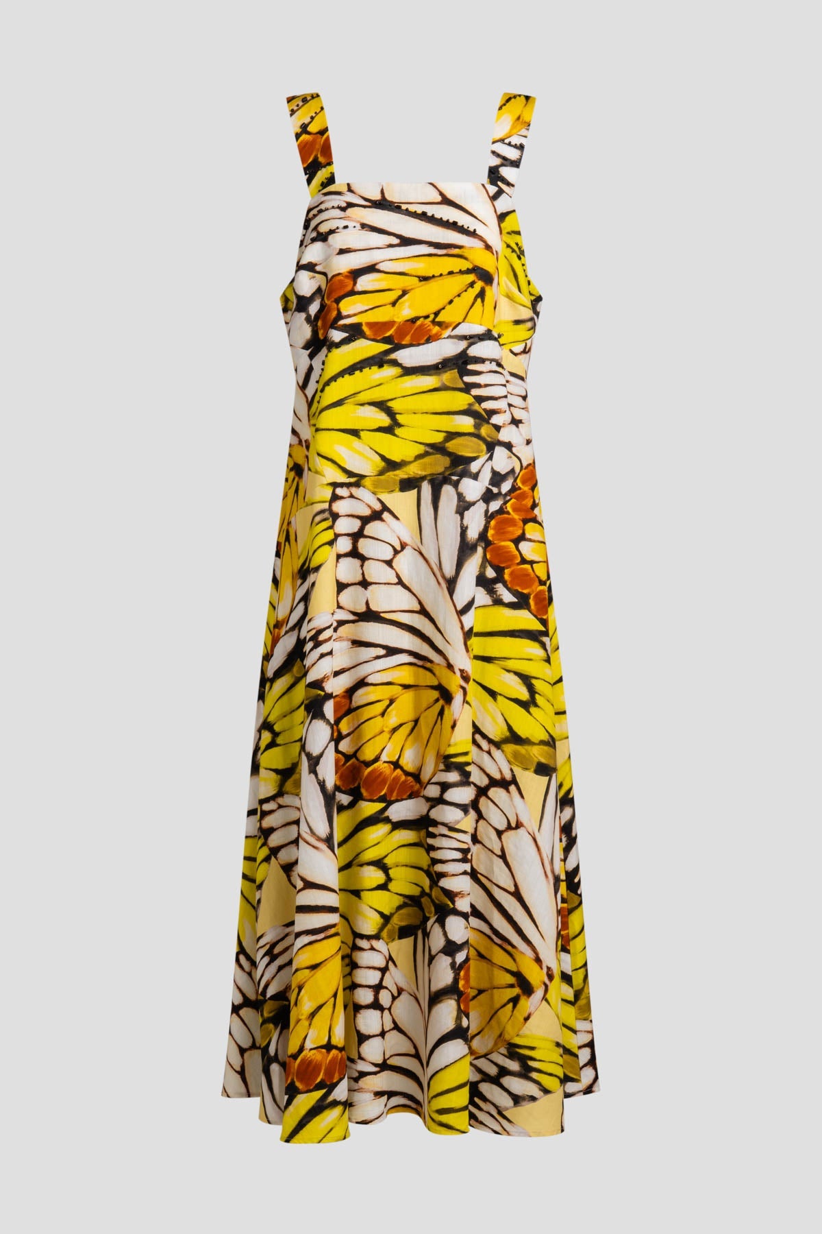 NATORI Butterfly Linen Blend Beaded Midi Sundress