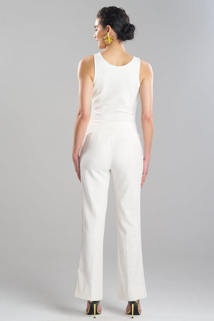 NATORI Stretch Basketweave Cotton Flare Leg Zip Pants
