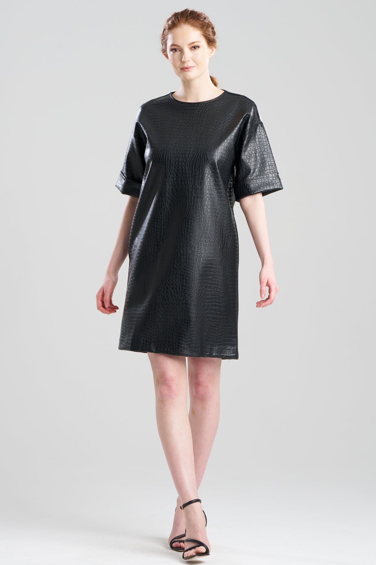 NATORI Faux Croc Leather T-Shirt Dress