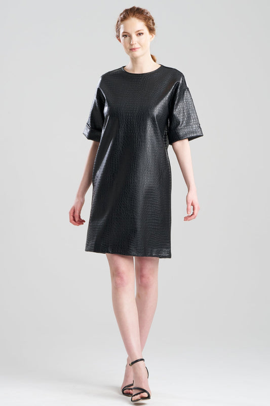 NATORI Faux Croc Leather T-Shirt Dress