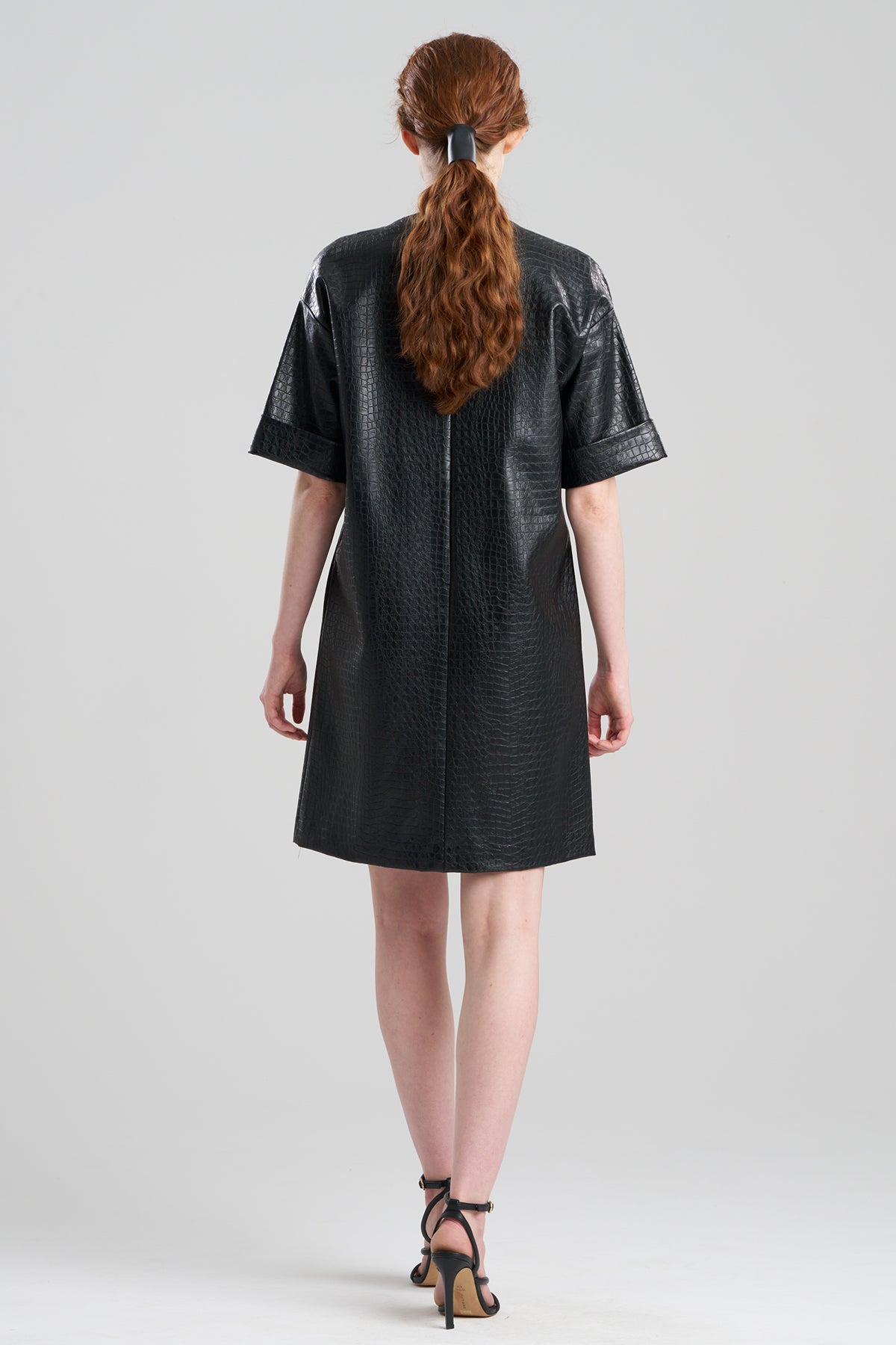NATORI Faux Croc Leather T-Shirt Dress