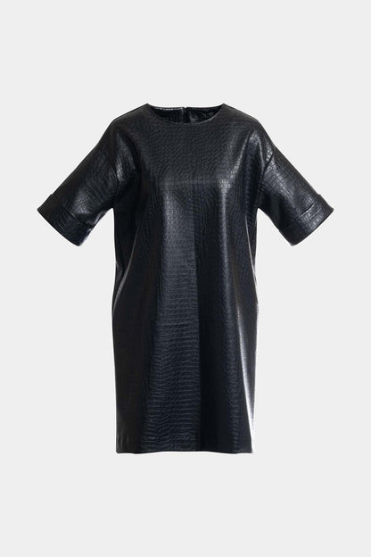 NATORI Faux Croc Leather T-Shirt Dress