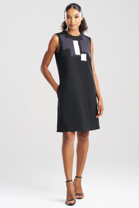 NATORI Solid Knit Crepe Embellished Shift Dress