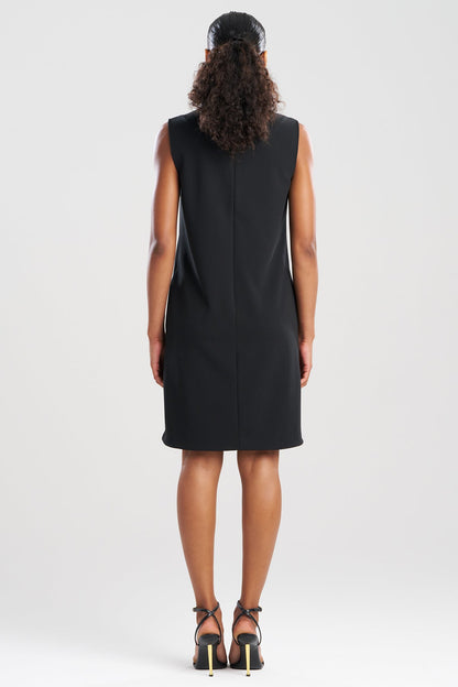 NATORI Solid Knit Crepe Embellished Shift Dress