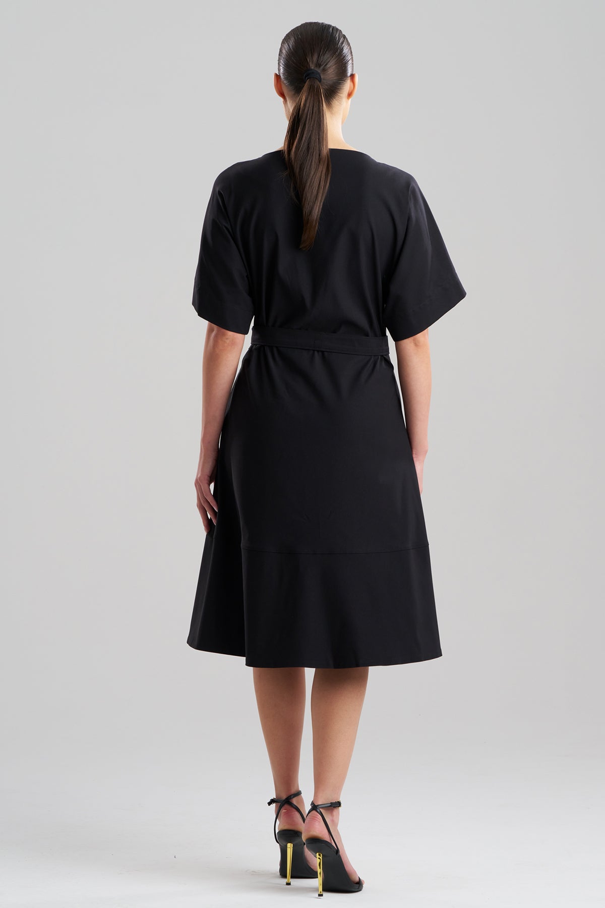 NATORI Solid Lightweight Woven Embellished Boatneck Dress