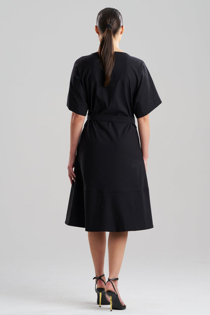 NATORI Solid Lightweight Woven Embellished Boatneck Dress