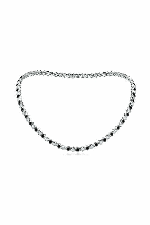 NATORI Buy Indochine 14k Black & White Diamond Hexagon Tennis Necklace in 14K White Gold Online