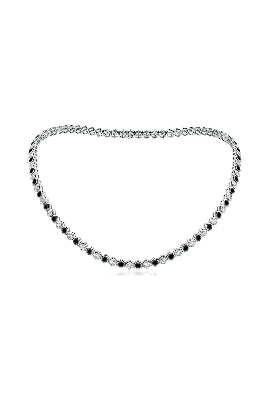 NATORI Buy Indochine 14k Black & White Diamond Hexagon Tennis Necklace in 14K White Gold Online