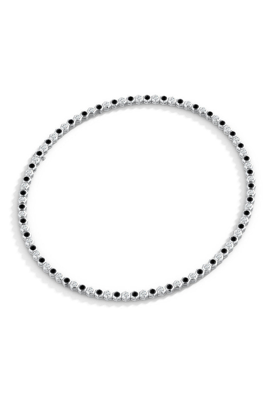 NATORI Buy Indochine 14k Black & White Diamond Hexagon Tennis Necklace in 14K White Gold Online