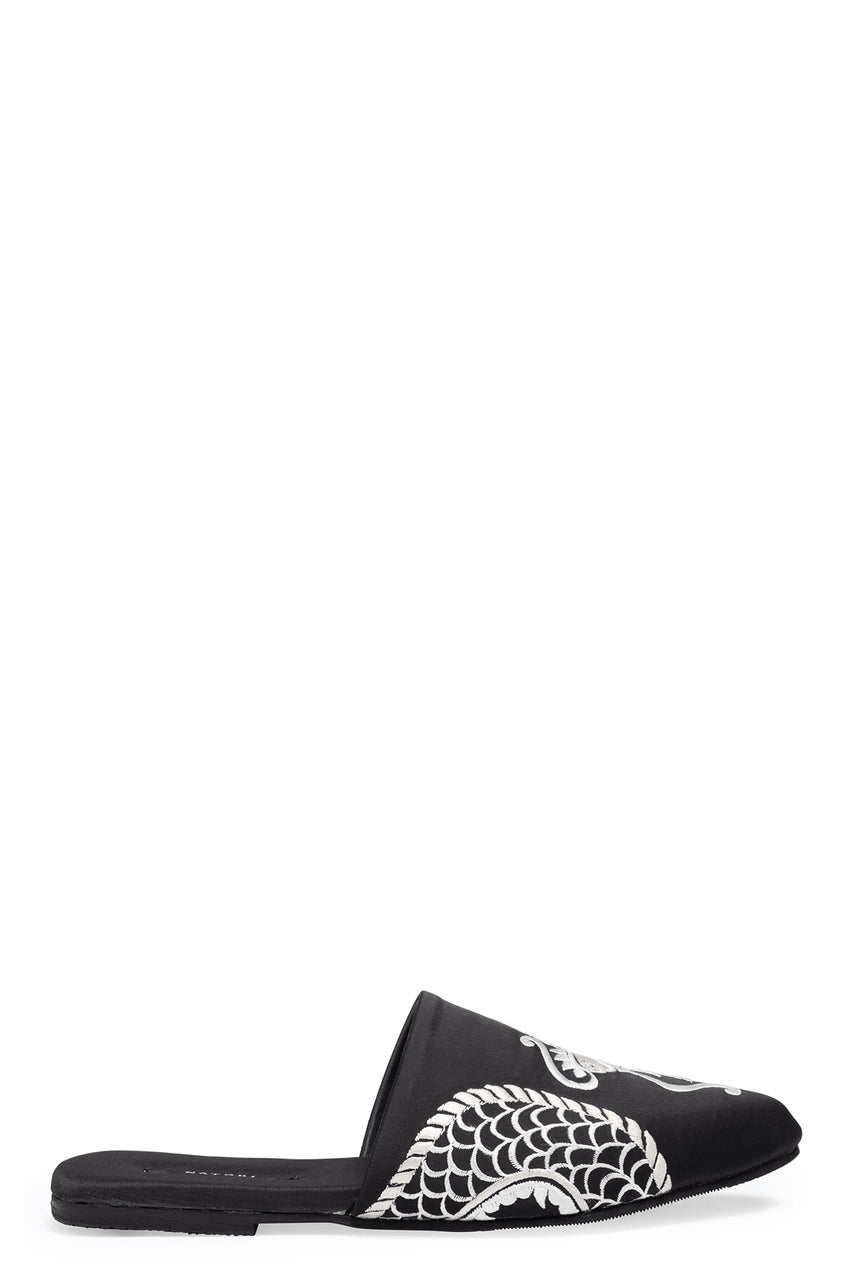 NATORI Buy Dragon Embroidered Luxe Charmeuse Slide in Black Online