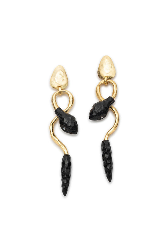 NATORI Gold Plated Brass Snake Earrings