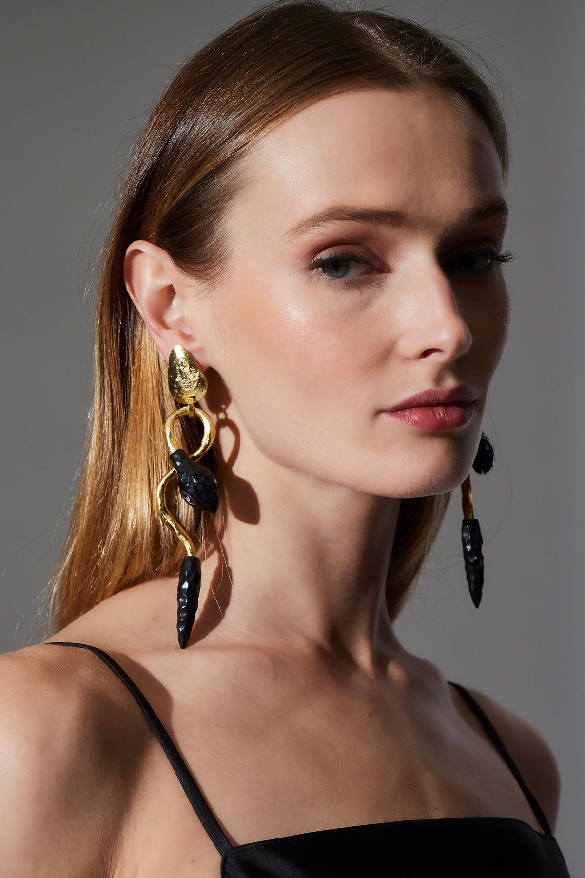 NATORI Gold Plated Brass Snake Earrings