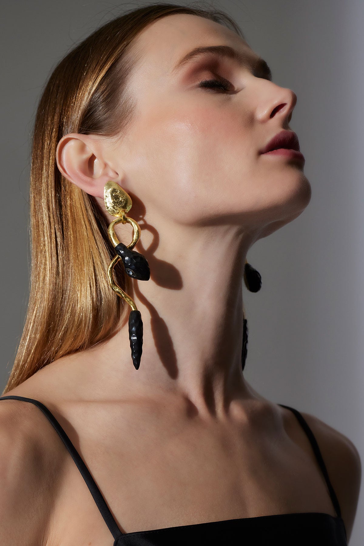 NATORI Gold Plated Brass Snake Earrings