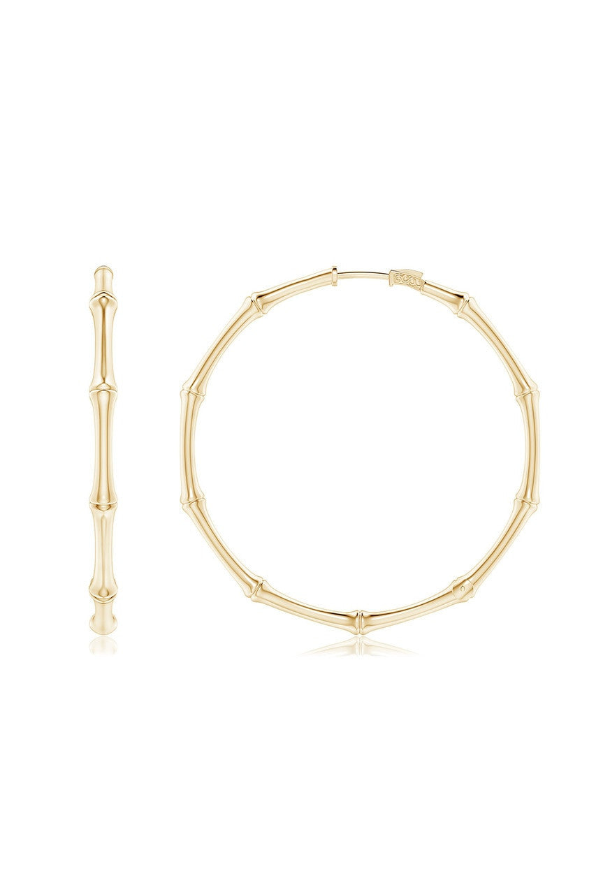 NATORI Buy Indochine 14k Medium Bamboo Full Circle Hoop Earrings in 14K Yellow Gold Online