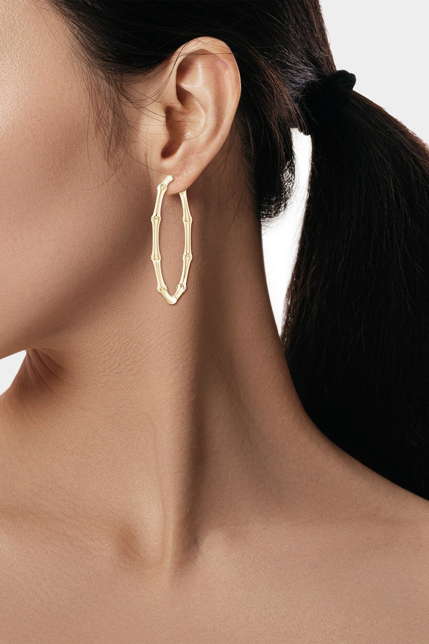 NATORI Buy Indochine 14k Medium Bamboo Full Circle Hoop Earrings in 14K Yellow Gold Online
