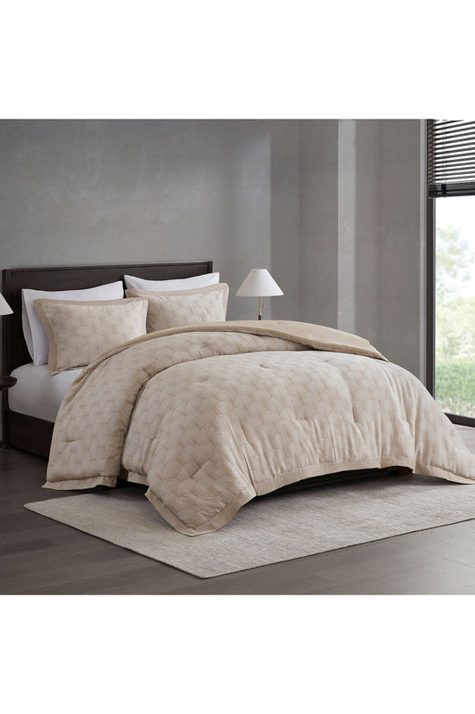 NATORI Ogee Fan Jacquard 3 Piece Comforter Mini Set