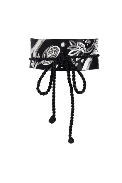 NATORI Couture Nouveau Embroidered Silk Obi Belt