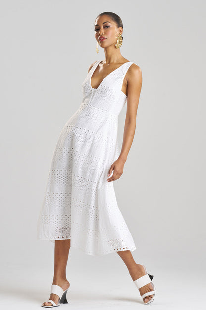NATORI Buy Round Eyelet Dress in White Online