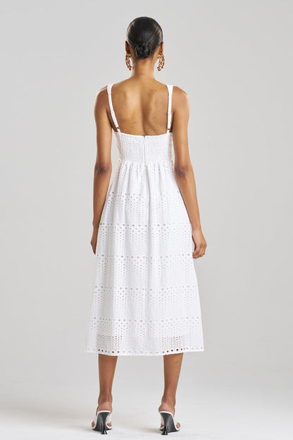 NATORI Buy Round Eyelet Dress in White Online