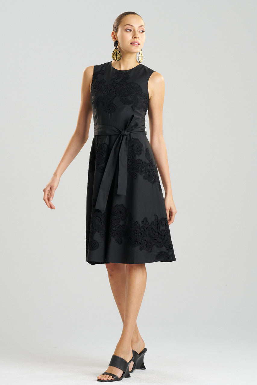 NATORI Buy Madeira Cutwork Embroidered Fit & Flare Dress in Black Online