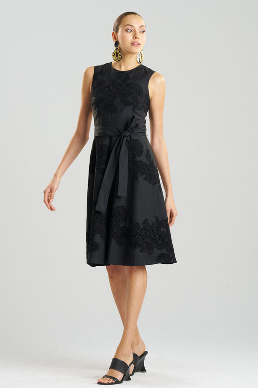NATORI Buy Madeira Cutwork Embroidered Fit & Flare Dress in Black Online
