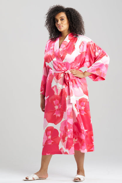 NATORI Floria Printed Satin Robe