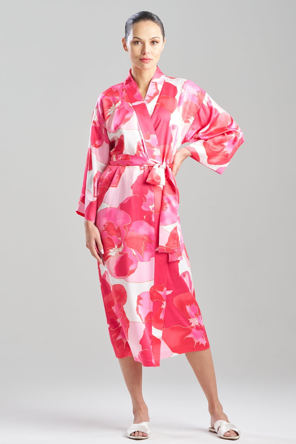 NATORI Floria Printed Satin Robe
