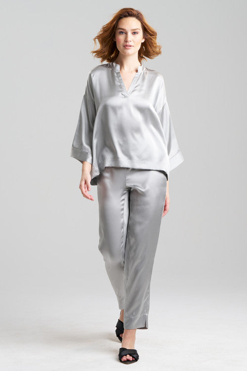 NATORI Buy Key Essentials Mandarin Silk PJ in Silver Online