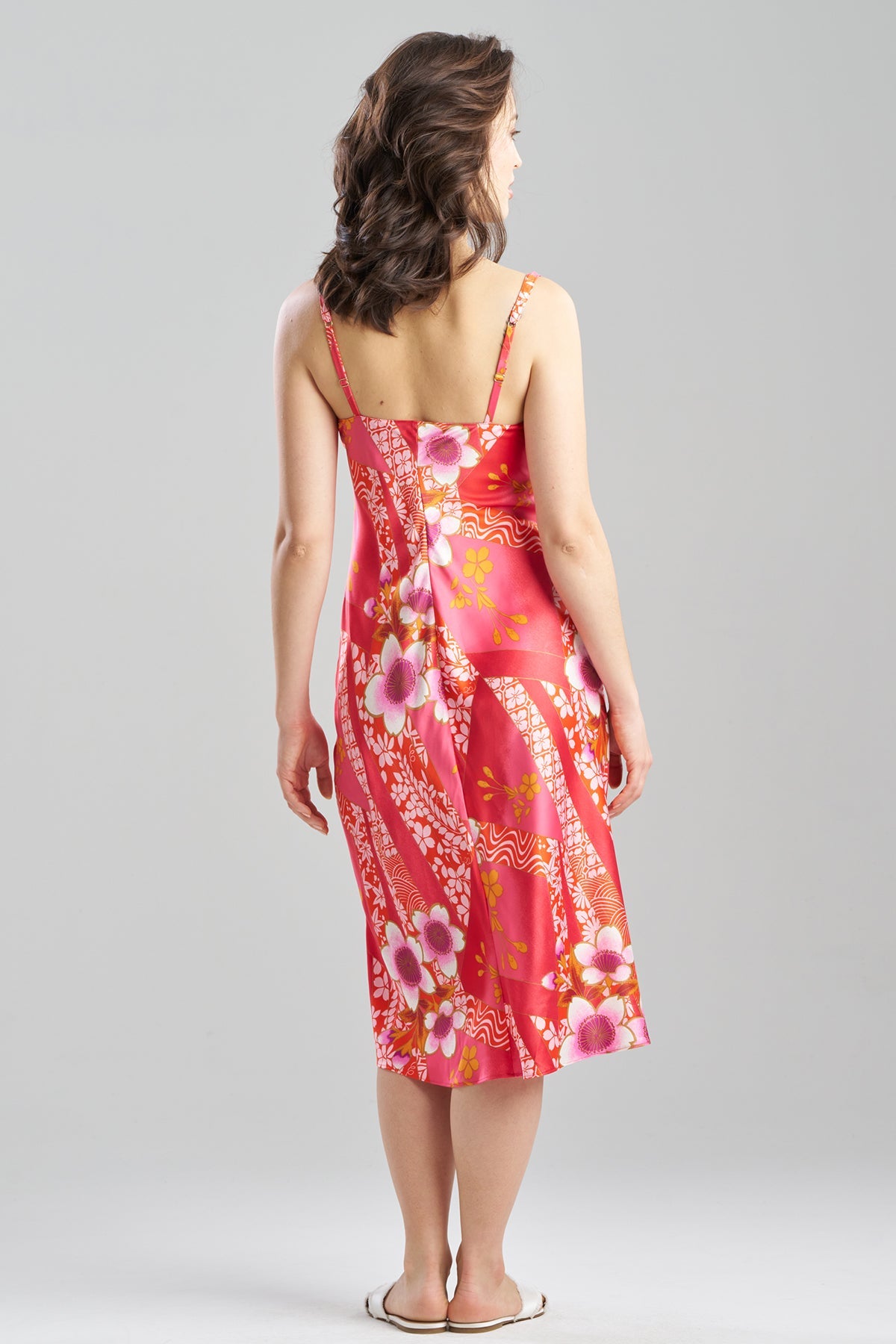NATORI Magnolia Printed Satin Slip Dress