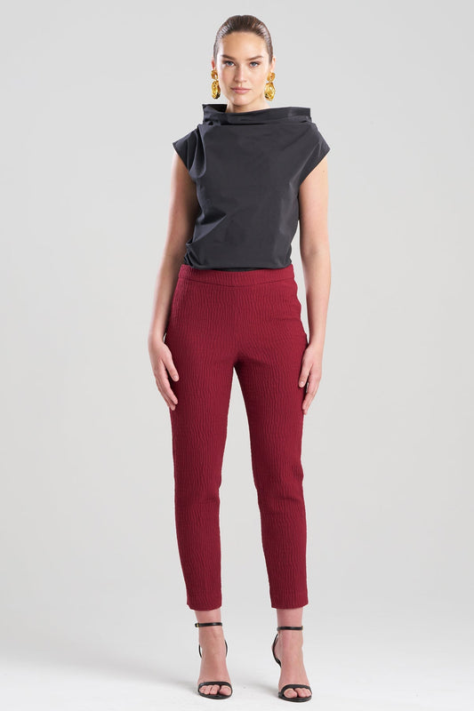 NATORI Textured Cotton Jacquard Ankle Pants