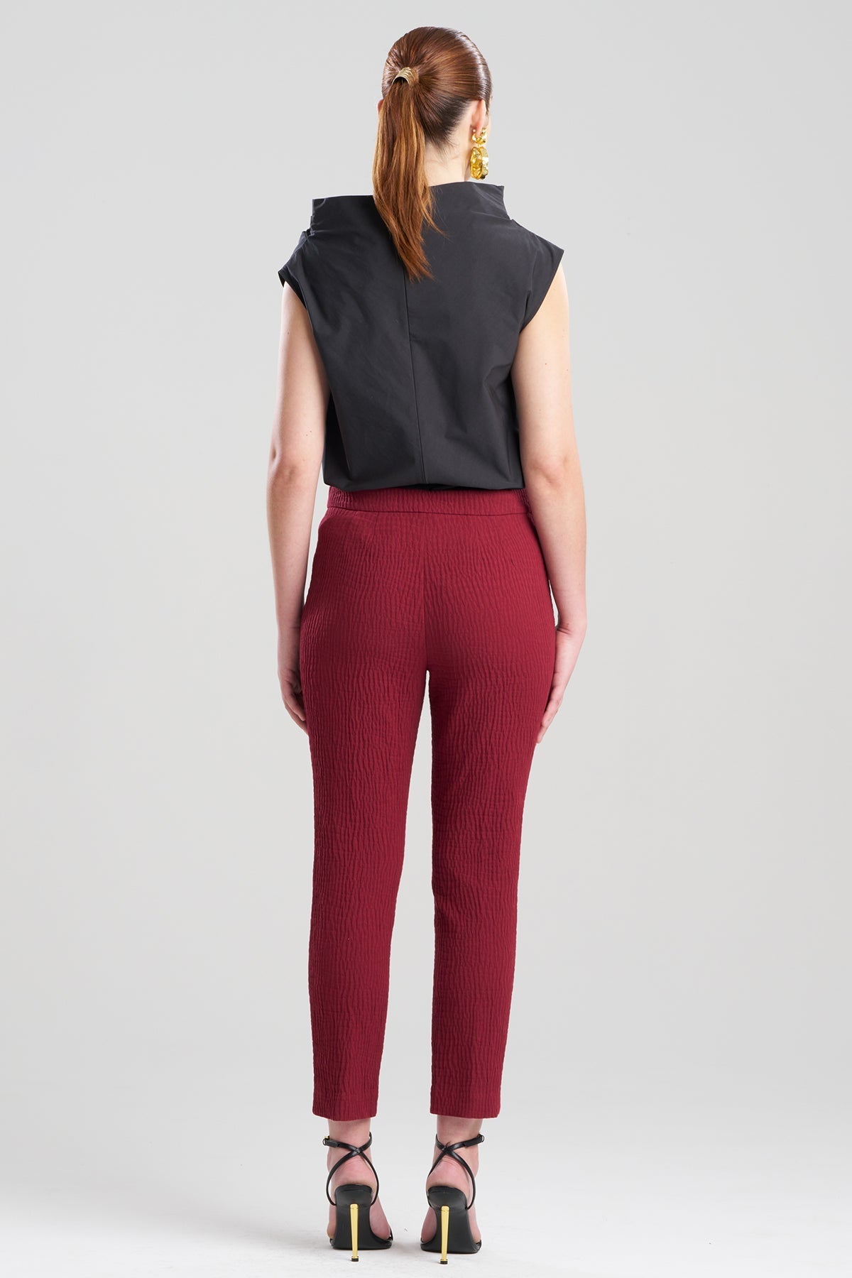NATORI Textured Cotton Jacquard Ankle Pants