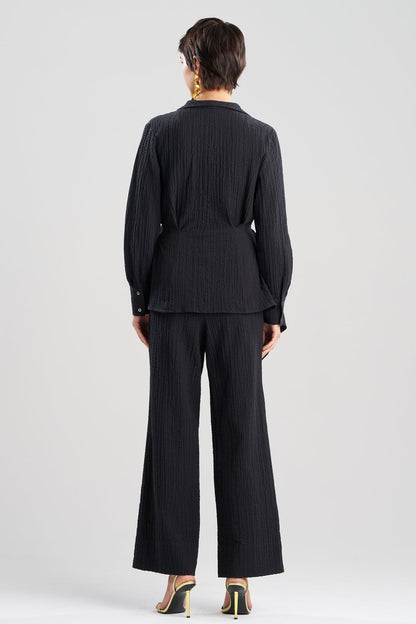 NATORI Matelassé Cotton Handkerchief Hem Shirt