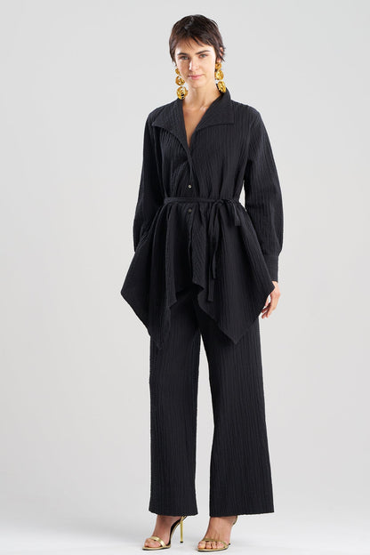 NATORI Matelassé Cotton Handkerchief Hem Shirt