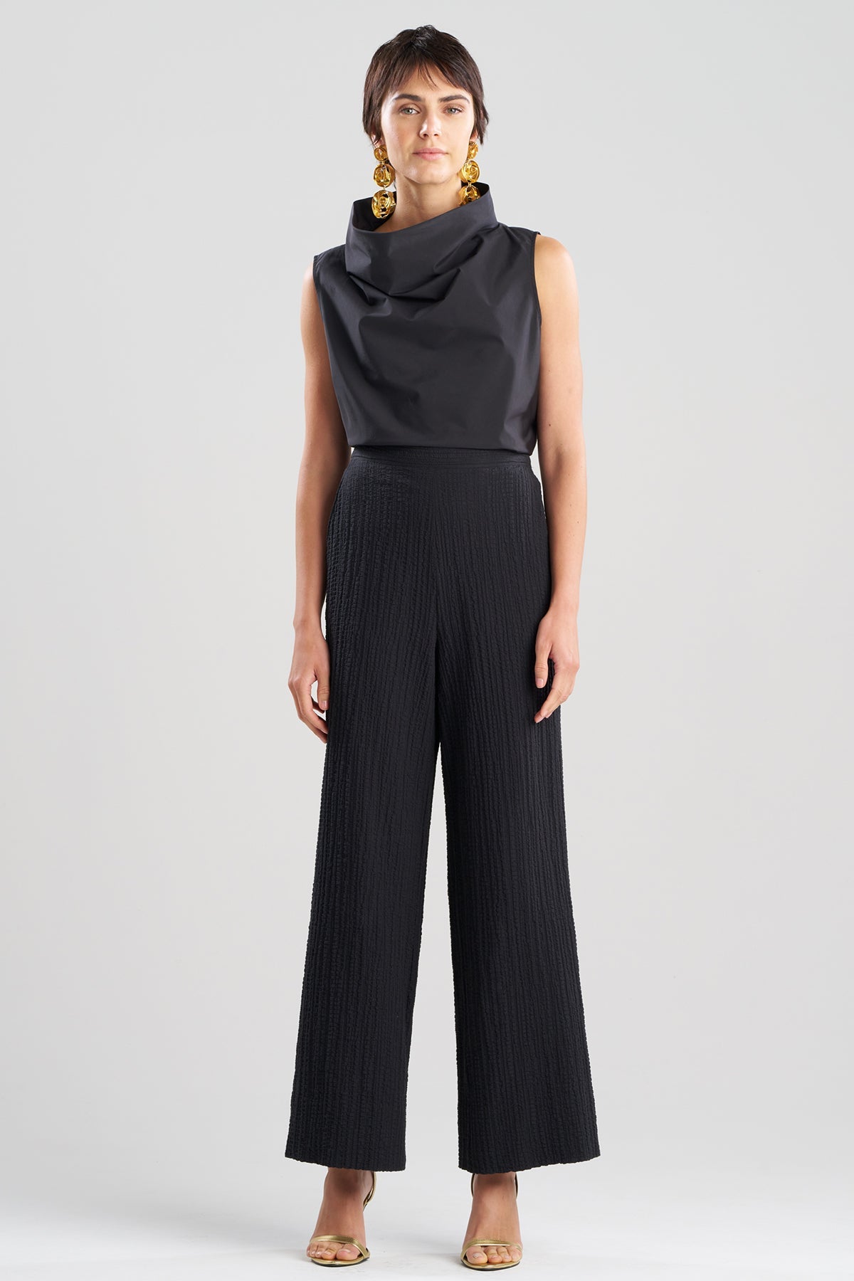 NATORI Matelassé Cotton Wide Pull On Pants