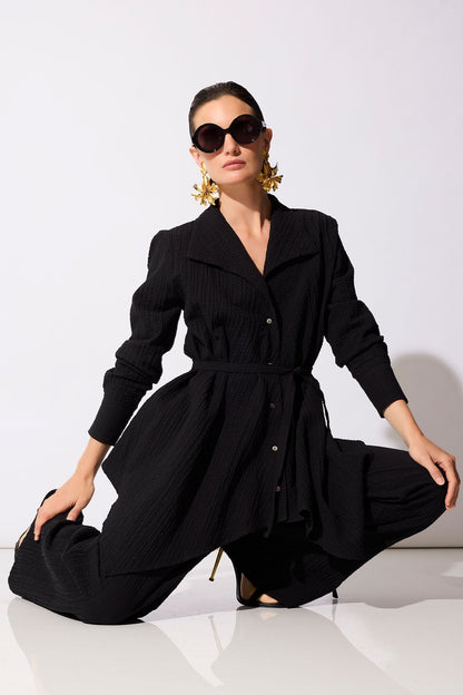 NATORI Matelassé Cotton Wide Pull On Pants