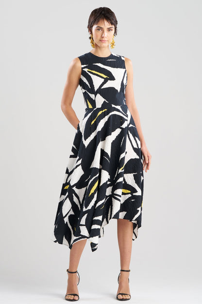 NATORI Leaf Matelassé Cotton Origami Maxi Dress